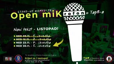 Image SplickaScena predstavlja: Open miK(rofon) novi tekst STUDENI - ČETVRTA (4). izvedba u TapB-a!